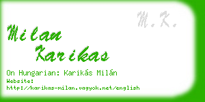 milan karikas business card